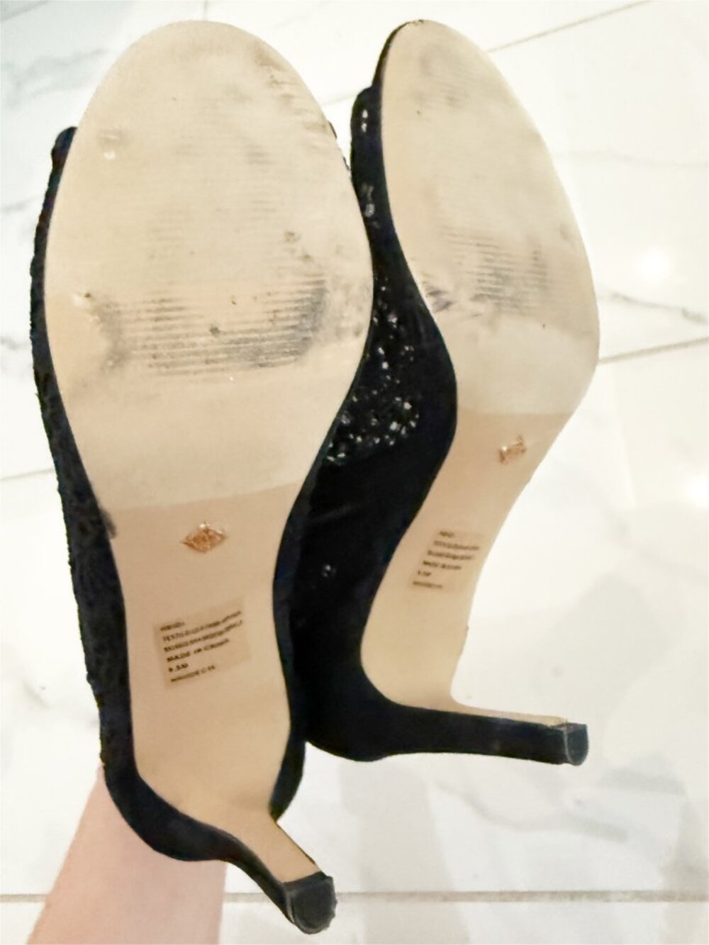 Nanette Lepore Lace Heidi Black Peep Toe Heel 8.5M - Picture 7 of 9